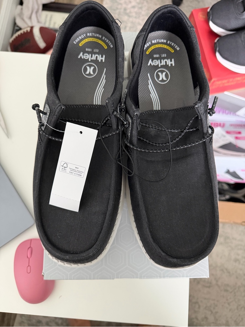 Hurley Men’s Black Canvas Slip-On Loafers